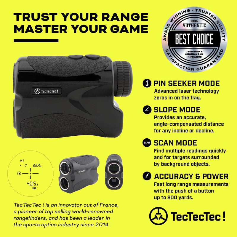 TecTecTec VPRO500 Golf Rangefinder - Laser Range Finder with Pinsensor - Laser Binoculars - with Battery - Golf Gift