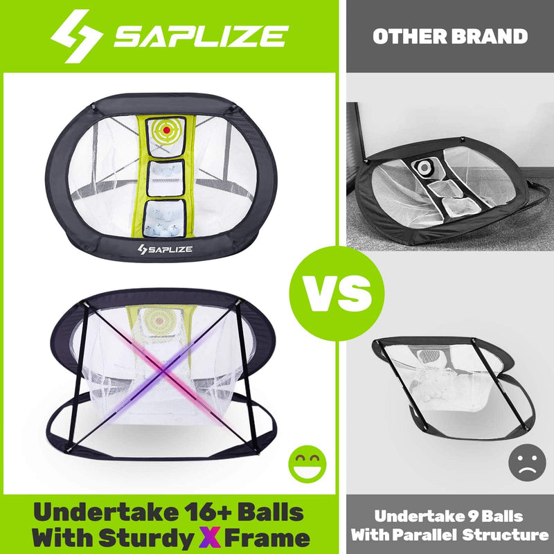 SAPLIZE Golf Chipping Net, with Foldable Hitting Mat, Golf Balls and Bamboo Golf Tees for Indoor/Outdoor/Backyard Practice - Golf Gift