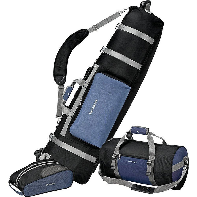 Samsonite Golf Deluxe 3P Set, Blue/Black: Golf Bag, Duffel, Shoe, 600D Polyester, Unisex Adults, Golf Travel - Golf Gift