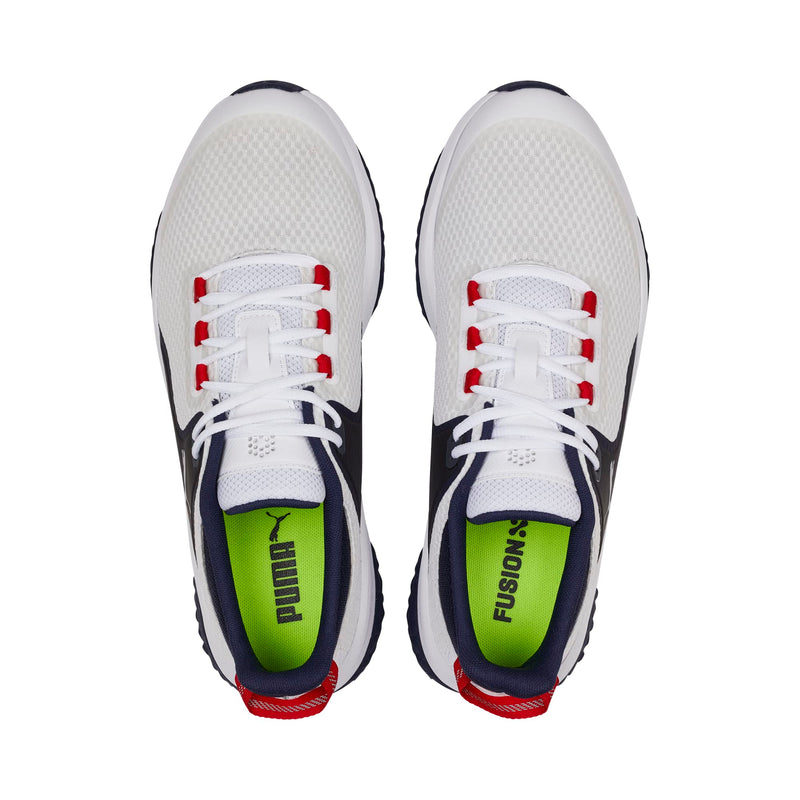 Puma Golf Men's Fusion Grip Extra Wide Golf Shoe, Puma White-Puma Silver-Puma Navy, Wide - Golf Gift