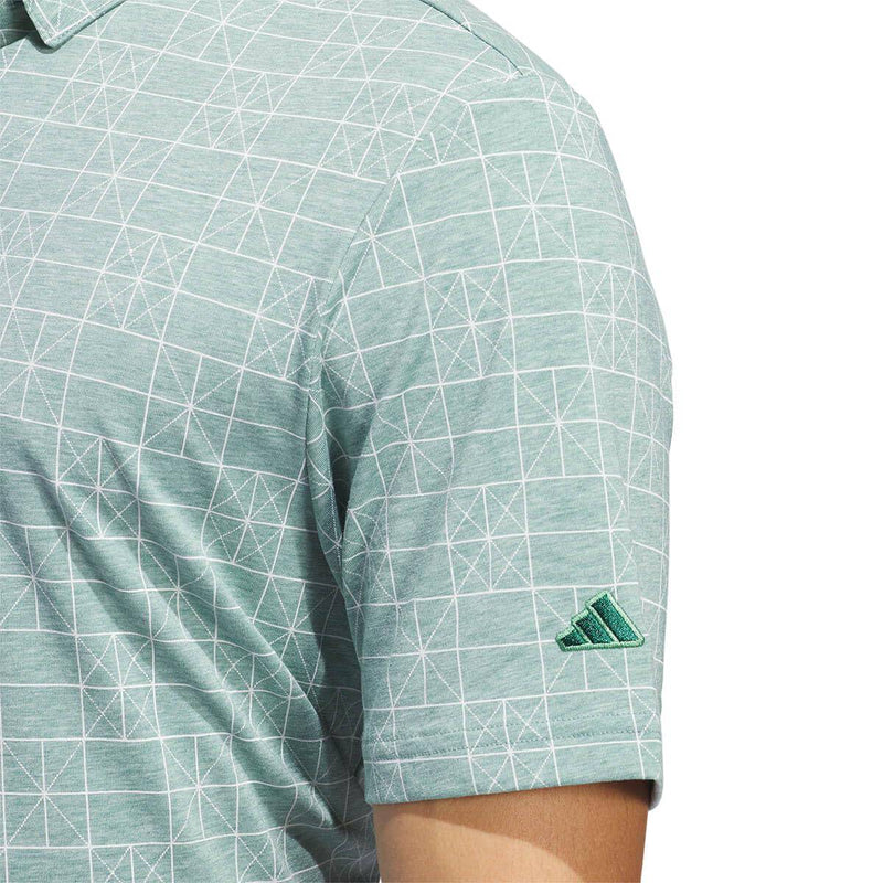 adidas Golf Mens Go to Novelty Printed Polo Shirt - Core Green - XL - Golf Gift