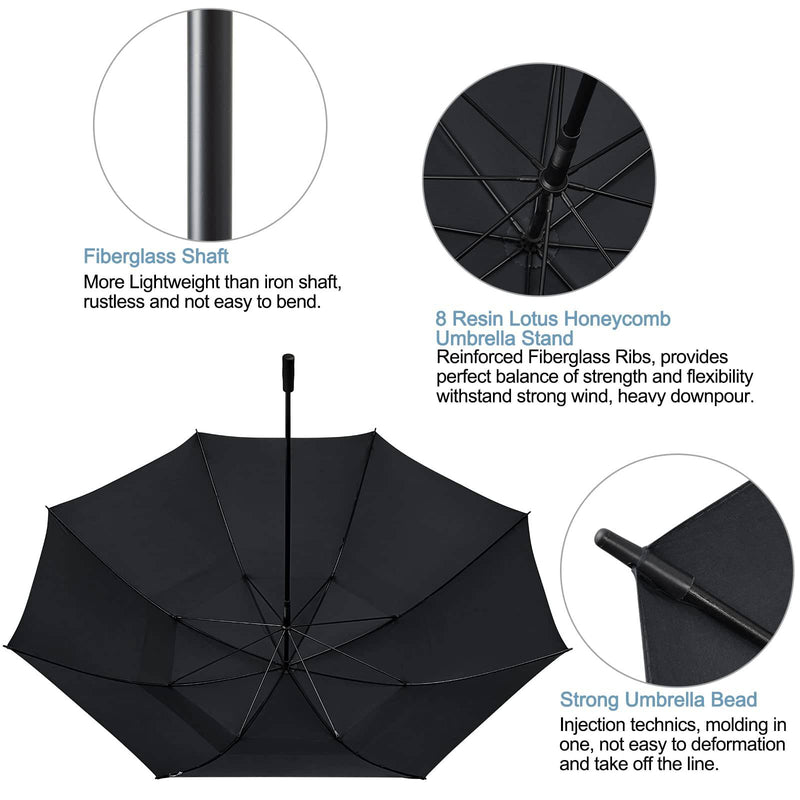 G4Free 55/63/69/72/80 Inch Golf Umbrella Windproof Double Canopy Extra Large Oversize Automatic Open Waterproof Umbrellas - Golf Gift