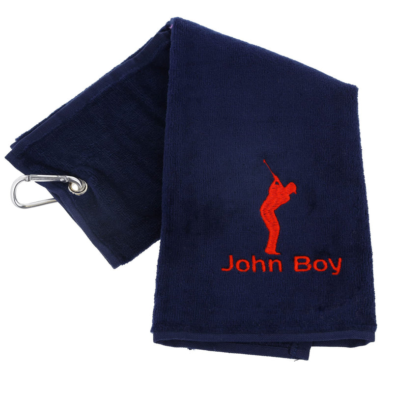 Always Looking Good Personalised Golf Towel Navy Blue with Any Name Any Font Luxury Velour 50cm x 40cm Custom Embroidered Golf Towel with Carabiner Clip Gift- Golf Gifts for men and women - Golf Gift