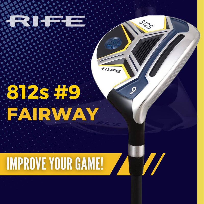 Senior Men's Rife 812s Offset 9 Wood Golf Club, Right Handed Senior Flex with Men's Senior Size Black Pro Velvet Grips - Golf Gift