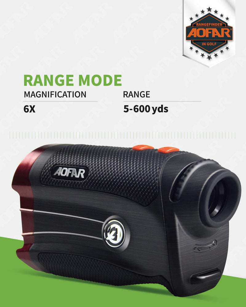 AOFAR GX-2S Golf Rangefinder Flag-Lock with Vibration, 600 meters Range Finder, 6X 25mm Waterproof, Carrying Case, Free Battery, Gift Packaging - Golf Gift