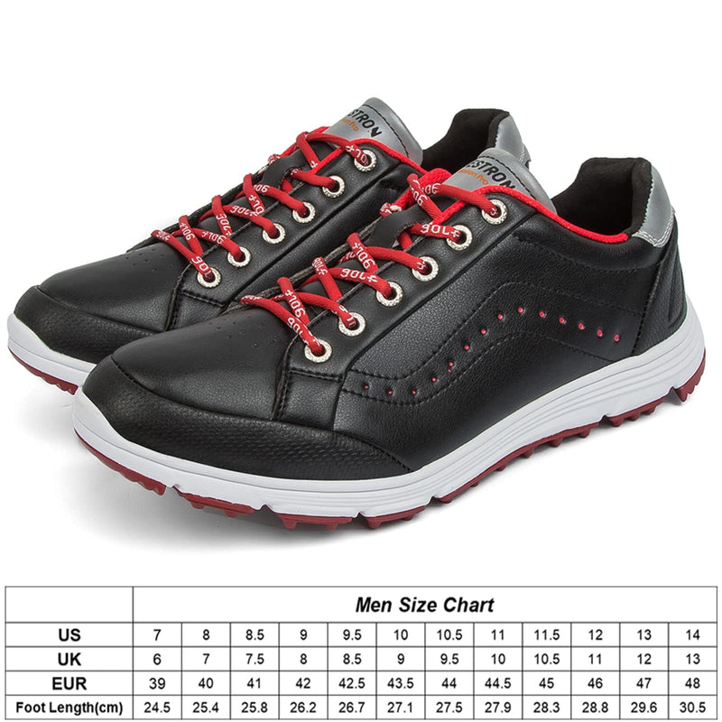 Mens Golf Shoes with Spiked Wide Fitting Leather Waterproof Golf Sneakers Anti-Slip Casual Big Size,Black B,11 UK - Golf Gift