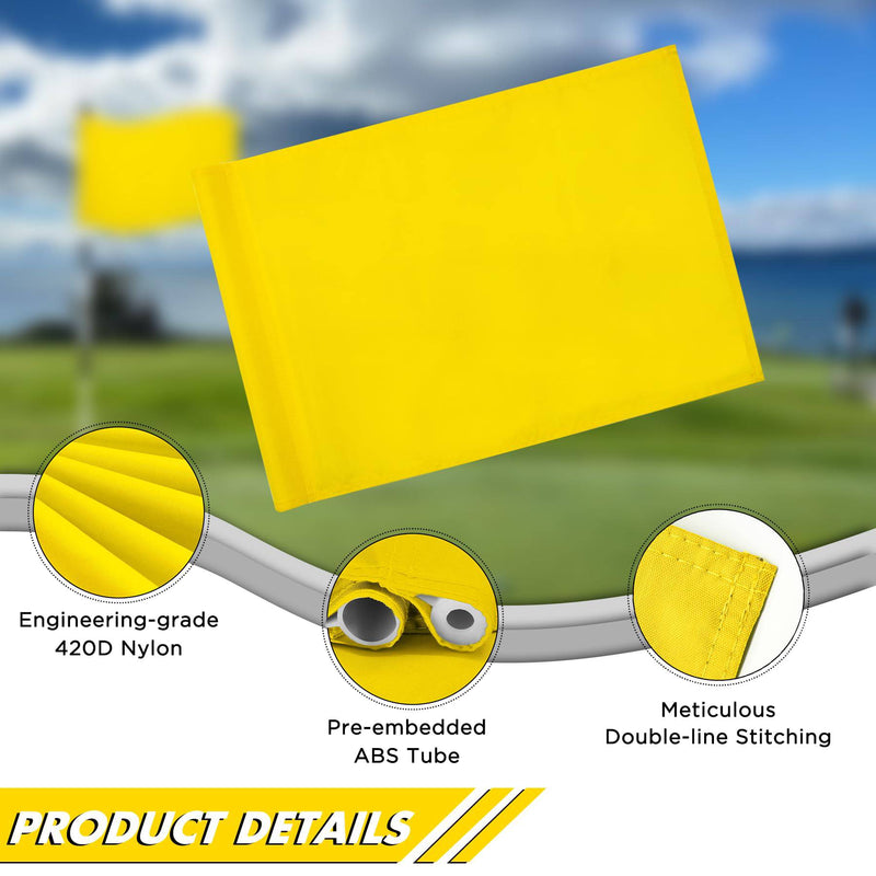 KINGTOP Golf Flag 20x14 Inch - Plain Yellow, 420D Nylon, Tube Inserted - Standard Putting Green Flags for Backyard Practice, Golf Courses, Country Club, 1-Pack - Golf Gift