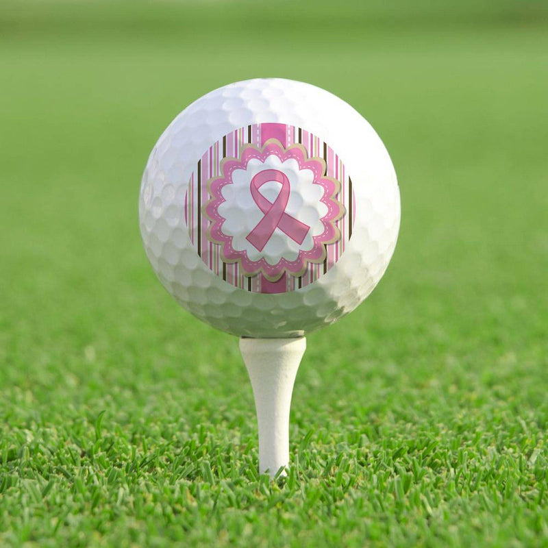 CafePress Breast Cancer Pink Striped Ribbon Golf Balls (Pk O Novelty Golf Balls (Pk of 6) - Golf Gift