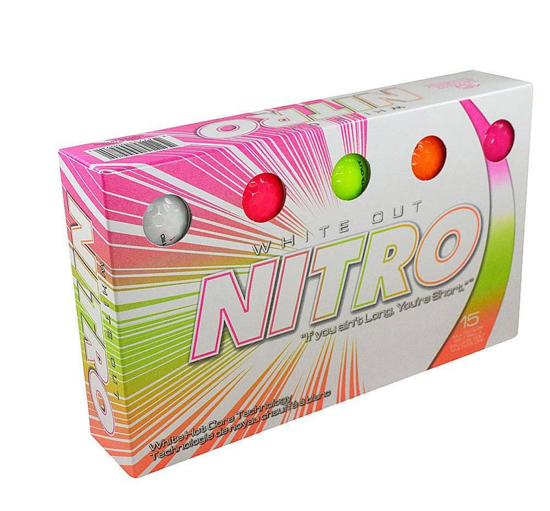 Nitro White Out Golf Balls (Pack of 15) - Multi-Colour - Golf Gift