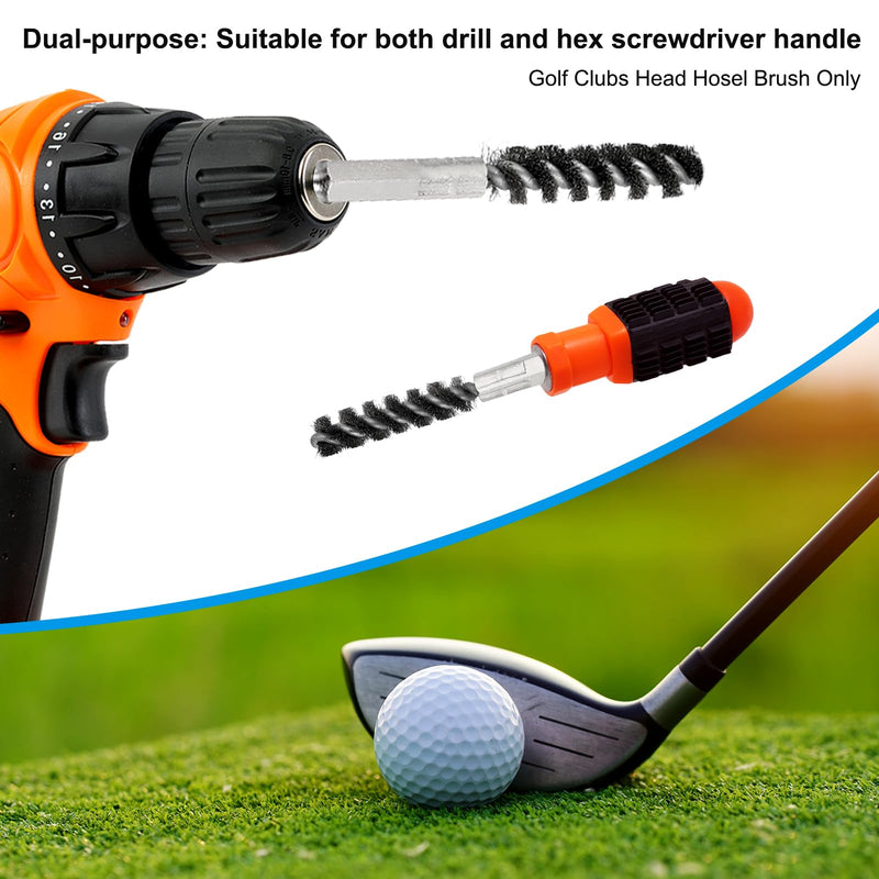 PATIKIL Golf Clubs Head Hosel Brush 0.43 Inch, 2 Pack Golf Shaft Ferrules Cleaning Tool Hex Shank Handle Electric Drill Wire Brush for Wood and Iron, Silver - Golf Gift