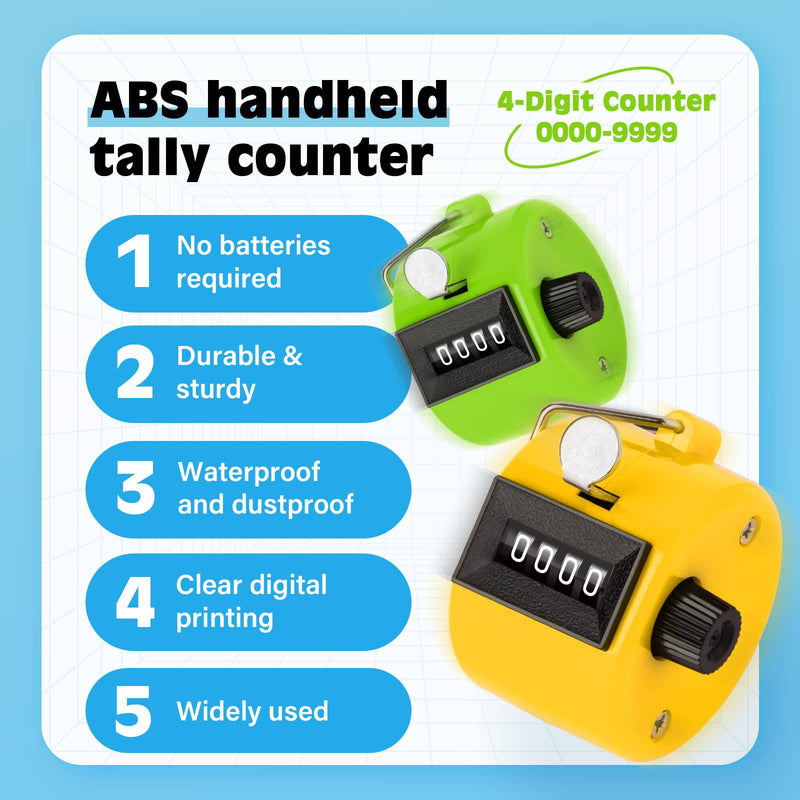 SDARMING Colour Counters, Tally 4-dight Clicker Counter, ABS Handheld Counters Clicker for Counting, Golf, Scoring, Knitting - Golf Gift