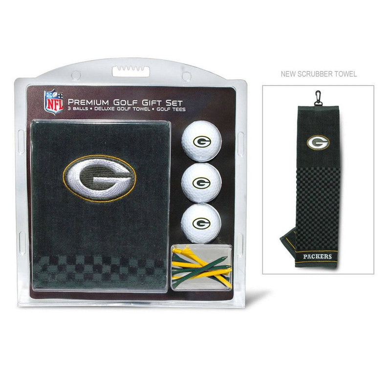 TEAM GOLF NFL Green Bay Packers Gift Set: Embroidered Golf Towel, 3 Golf Balls, and 14 Golf Tees 2-3/4" Regulation, Tri-Fold Towel 16" x 22" & 100% Cotton - Golf Gift