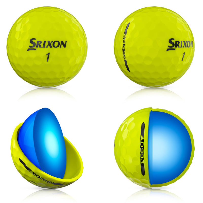 Srixon AD333 11 - High-Performance Distance and Speed Golf Balls - Low Compression - For Consistency and Control - Alignment Line - Premium Golf Accessories and Golf Gifts, Yellow - Golf Gift