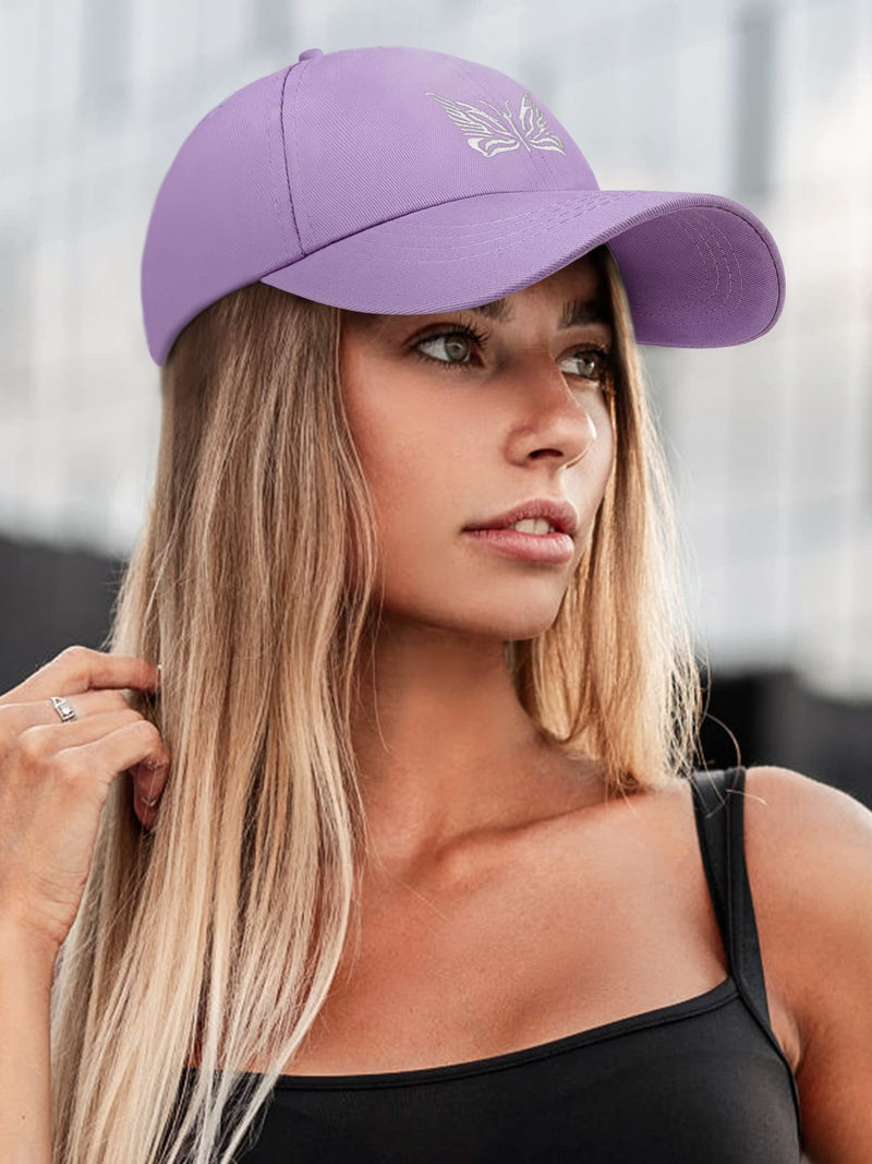 Kordear Womens Baseball Cap - Butterfly Pattern Ladies Baseball Cap Adjustable 100% Cotton Peak Cap Golf Running Hat Outdoor Sports Caps for Women UK Purple - Golf Gift