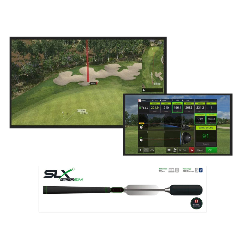 SwingLogic SLX MicroSim Indoor Home Golf Simulator Game App Functionality and E6 Connect Compatibility to Analyze and Improve Swing Accuracy - Golf Gift