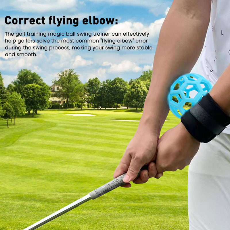 FINGER TEN Golf Swing Trainer Impact Smart Ball with Adjustable Training Wristband, Golf Posture Corrector Portable Lightweight Practice Tool for Golfer Beginner (Blue) - Golf Gift