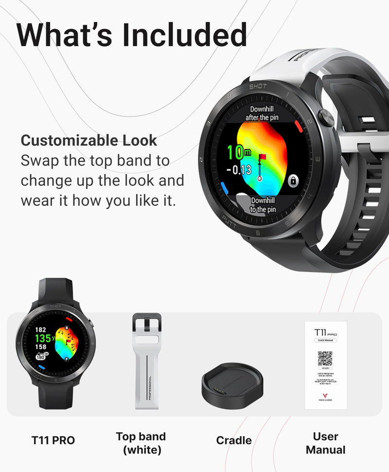 Voice Caddie T11 PRO Golf GPS Watch | Smart Golf Watch with GPS & Golf Swing Analyzer with Course Preview, Wind Direction/Speed | Ideal Golf Gifts for Men & Women - Golf Gift