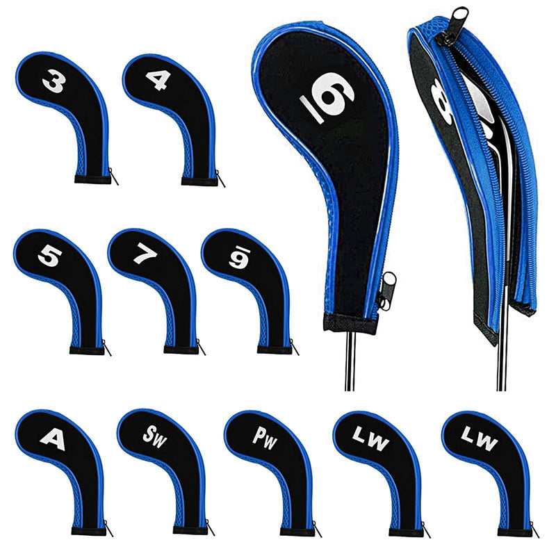 12 Pieces Golf Head Covers 3-9 Pw Aw Sw Lw Lw Waterproof Zippered Golf Club Head Covers Golf Club Head Covers Wedge Golf Club Covers With Number Label Golf Accessory Iron Head Covers Golf Club - Golf Gift