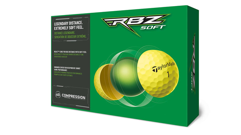 TaylorMade RBZ Soft Dozen Golf Balls, Yellow 2022 - Golf Gift