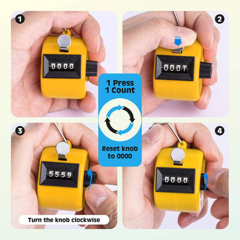 SDARMING Colour Counters, Tally 4-dight Clicker Counter, ABS Handheld Counters Clicker for Counting, Golf, Scoring, Knitting - Golf Gift