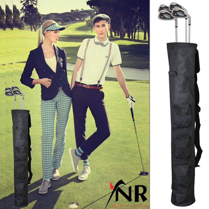 Pencil Golf Club Ball Bags Three Pockets H-34 Inch D-5 Light Weight Equipment Bag Ideal for Golf Course & Travel (Black) - Golf Gift