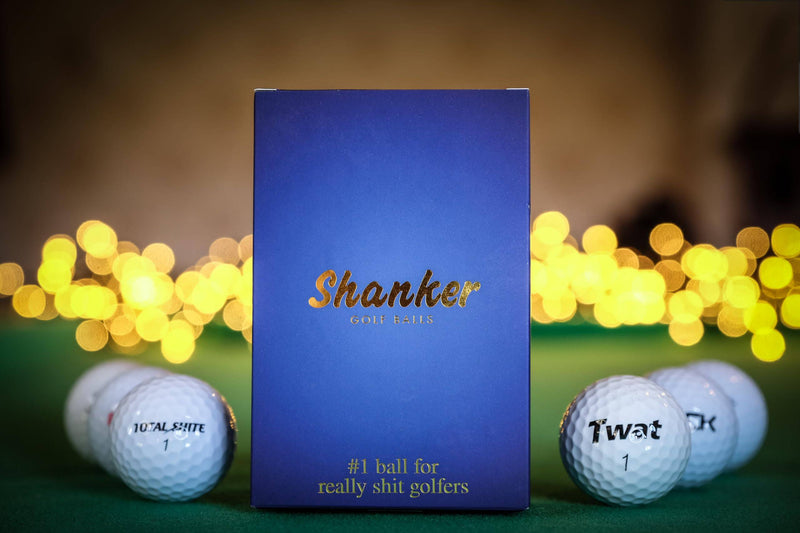 Shanker Golf Balls Hero Edition - Rude Horrible Balls - Funny Joke Gift for Golfers (Set of 6, Novelty, Playing Quality) - Gold Stamped Gift Box - Golf Gift