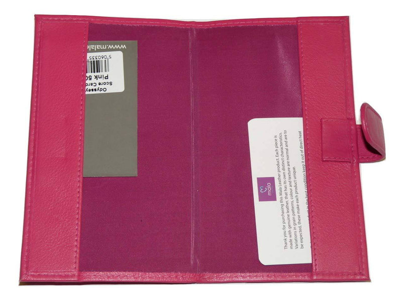 Mala Leather Golf Scorecard Holder - UK and European style (Pink) - Golf Gift