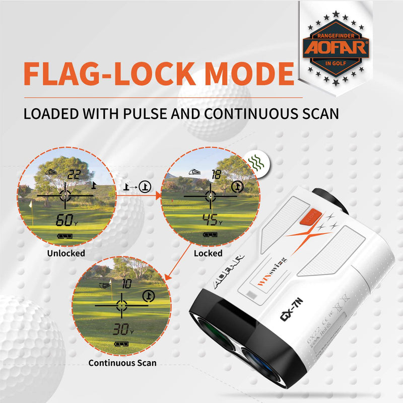 AOFAR GX-7N Golf Rangefinder with Continuous Scan, 800 Yards,Slope Switch Button with Indicator, Flag-Lock with Pulse and Scan for Closer Target, High-Precision, Waterproof for Tournament - Golf Gift