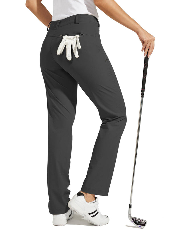 Willit Women's Golf Pants Stretch Hiking Pants Quick Dry Lightweight Outdoor Casual Pants with Pockets Water Resistant Deep Gray 10 - Golf Gift