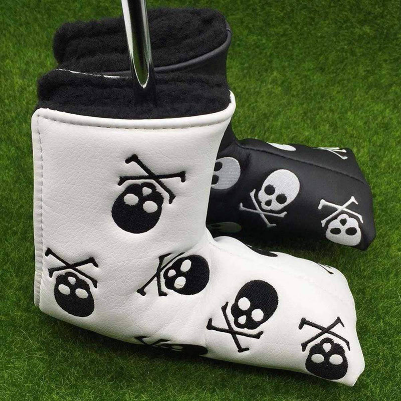 Golf Head Covers For Putters Blade Headcover Skull Style Value Pack, Replacement Synthetic Leather Design Fit All Brands For Men Women Kids Golfer (Black) - Golf Gift