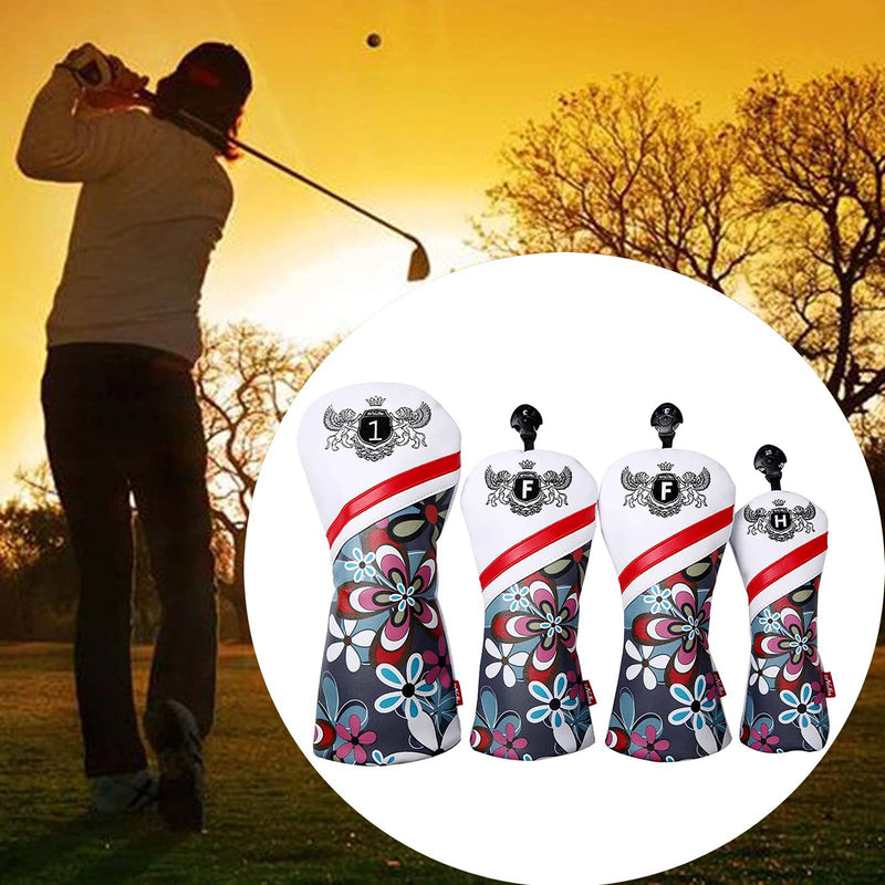 F Fityle 4 Pieces golf Cover Golf Club Anti-slip Wood golfcovers Wood Driver for Women Men Outdoor Sports, Digital Printing - Golf Gift