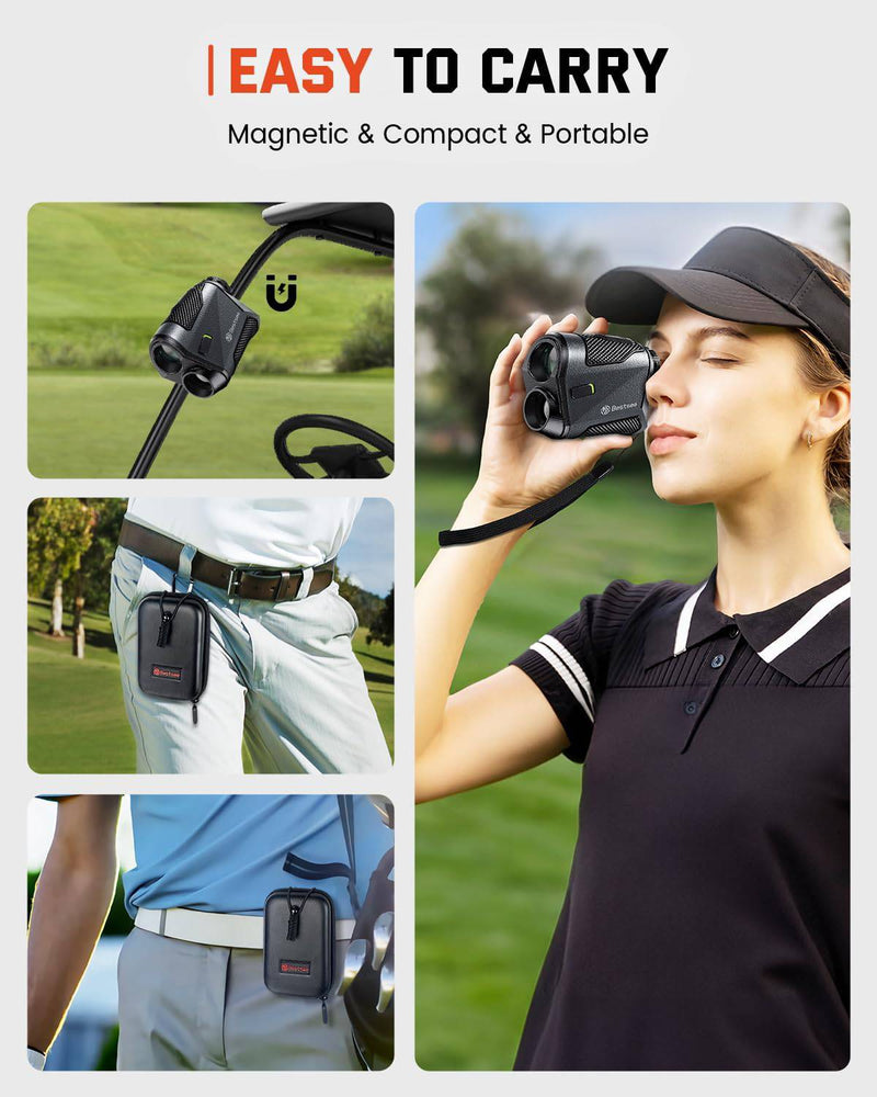 Golf Rangefinder, 1200 Yards Range with Slope, Laser Range Finder Golf with Magnet Stripe, 7X Magnification, Flag Pole Lock Vibration, Rechargeable - Golf Gift