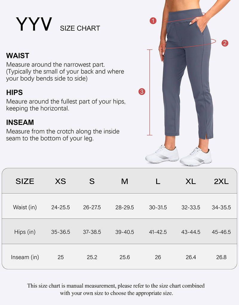 YYV Women's Golf Pants Stretch Work Ankle Pants High Waist Dress Pants with Pockets for Yoga Business Travel Casual, Navy, M - Golf Gift