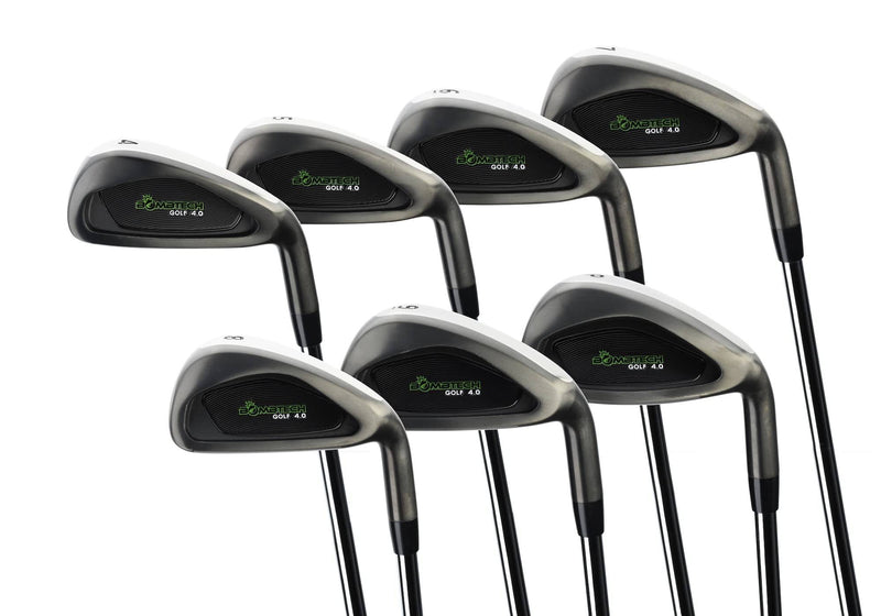 BombTech Golf - Premium Golf 4.0 Iron Set - Right-Handed Irons Include 4, 5, 6, 7, 8, 9, PW - Easy to Hit Golf Irons (Stiff) - Golf Gift