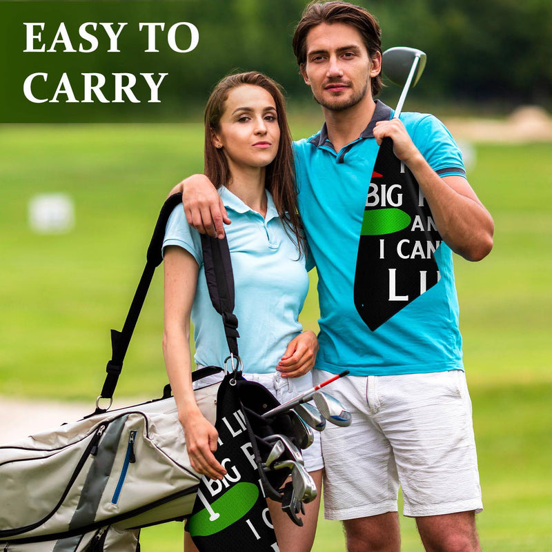 OffiEase Golf Towel With Clip For Golf Club Bags For Men Women Golfers Accessories, Funny Big Putts Microfiber Large Golfing Rag With 4 PCS Golf Tees - Golf Gift