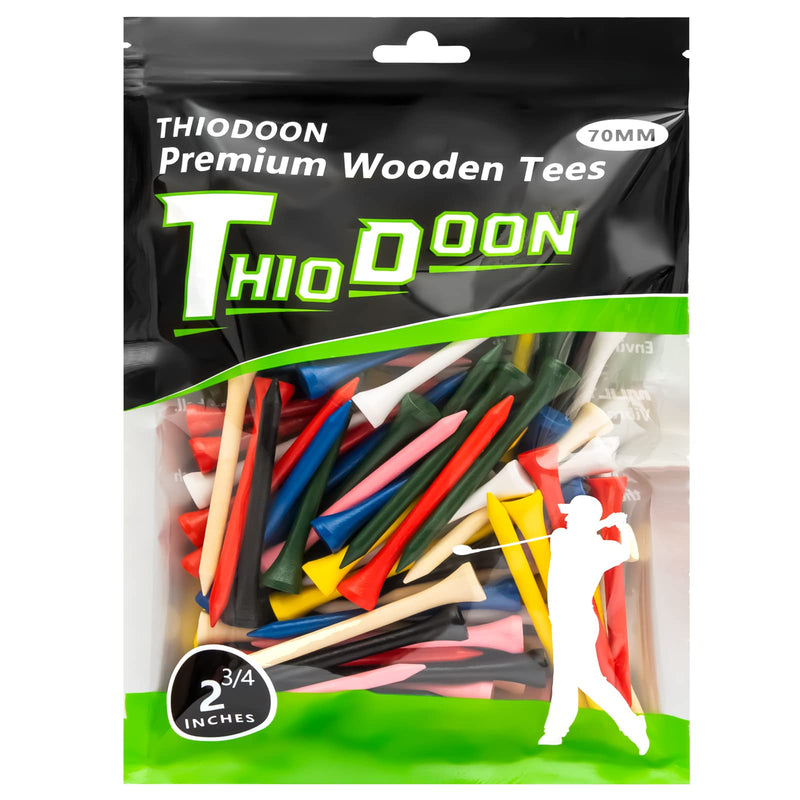 THIODOON Golf Tees Professional Natural Wood Golf Tees Pack of 100, Golfing Tees Multiple Colors Size 3-1/4 inch, 2-3/4 inch or 2-1/8 inch, Tall Golf Tees Bulk Reduce Side Spin and Friction - Golf Gift