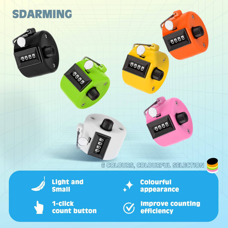 SDARMING Colour Counters, Tally 4-dight Clicker Counter, ABS Handheld Counters Clicker for Counting, Golf, Scoring, Knitting - Golf Gift