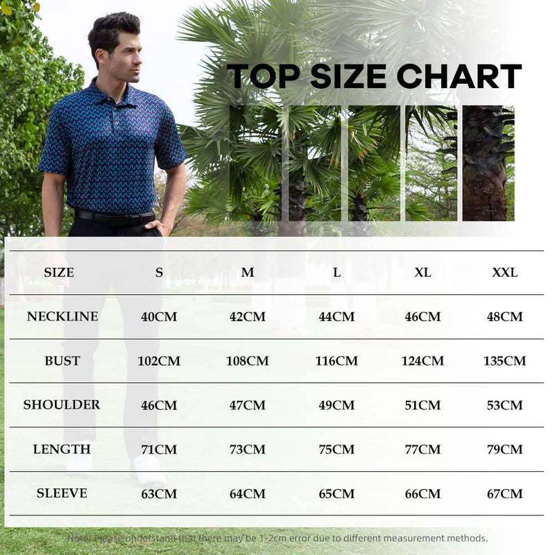 Mens Polo Shirts for Men Adult Short Sleeve Printed Work Casual Golf T-Shirt Breathable Quick Dry Button Down Top Moisture Wicking Tennis Sports Polo Shirt Blue Green Waves XXL - Golf Gift