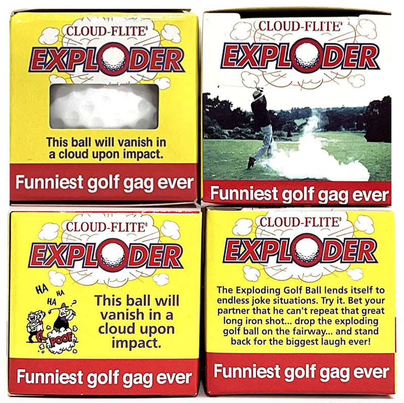 Exploding Golf Balls (Sleeve of 4) - Prank Golf Balls That Explode Into A Cloud of White Smoke Upon Impact - Funny Novelty Golf Gag Gift for Golfers - Golf Gift