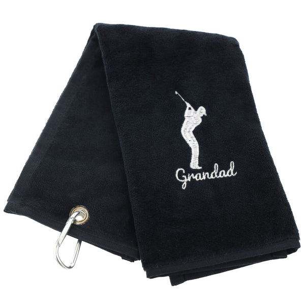 Always Looking Good Golf Towel for Grandad Black Luxury Velour 50cm x 40cm Custom Embroidered Golf Towel with Carabiner Clip Gift- Golf Gifts for Grandad - Golf Gift