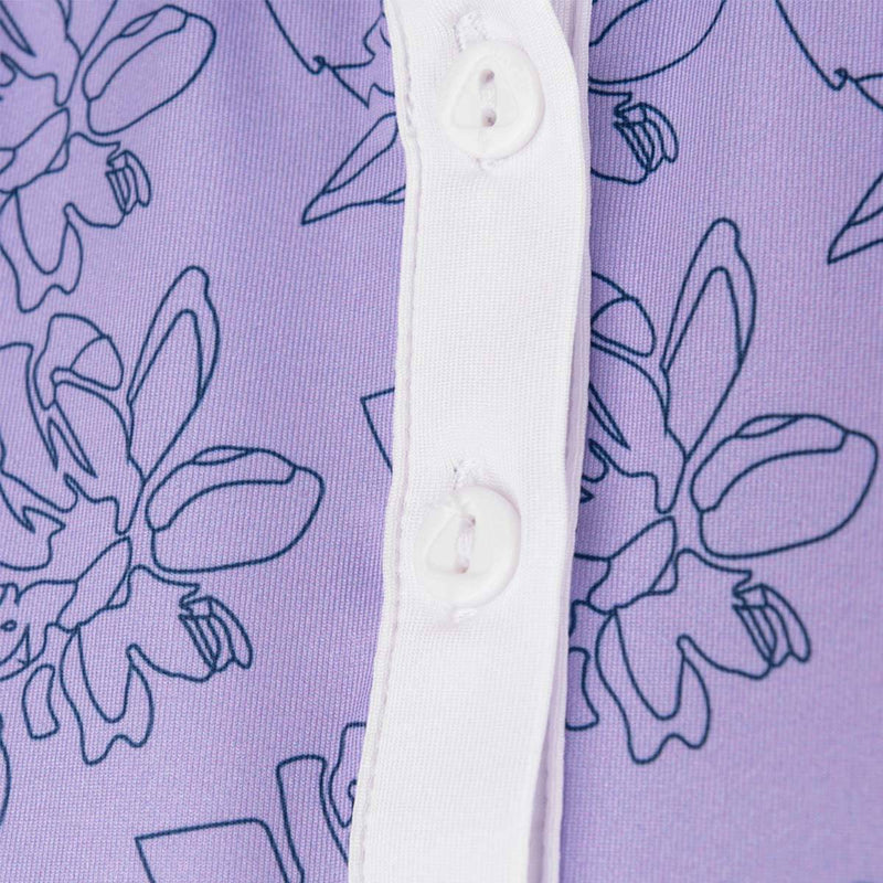 Island GREEN Womens Freesia Print Polo Shirt - Lavender/White - M - Golf Gift