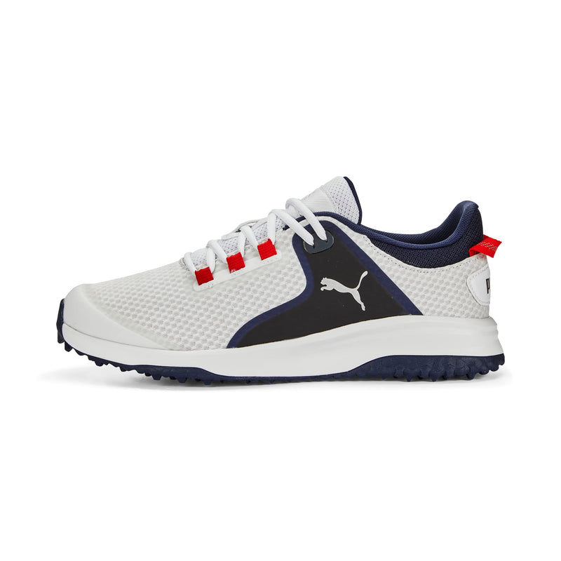 Puma Golf Men's Fusion Grip Extra Wide Golf Shoe, Puma White-Puma Silver-Puma Navy, Wide - Golf Gift