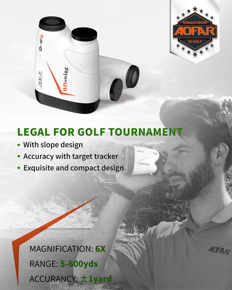 AOFAR GX-6F Golf Range Finder Devices Distance Measuring Rangefinder with Continuous Scan, Flag Pole Locking Vibration, Non-Slope for Tournament, 500 Yards High-Precision Accurate Golfer Gift - Golf Gift