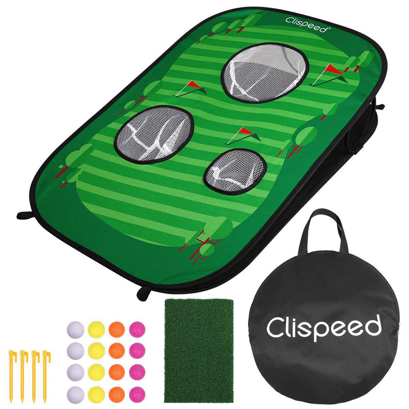 CLISPEED Backyard Golf Game Set Pop Up Golfing Chipping Net Includes 16 Training Balls,1 Hitting Mat and 4 Stakes - Golf Gift