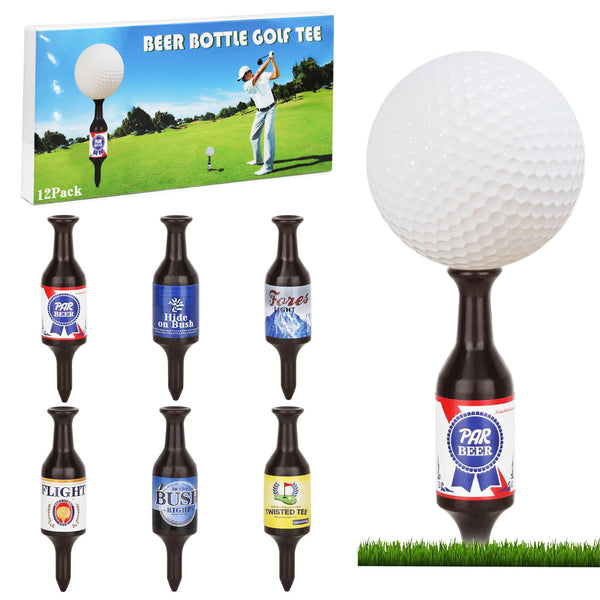 QHMENG 12 Pack Funny Golf Tees, Beer Bottle Golf Tees Recyclable Plastic Golf tees for Men, Golf Gifts for Men, Father, Golfers, 3.54" Tall - Golf Gift