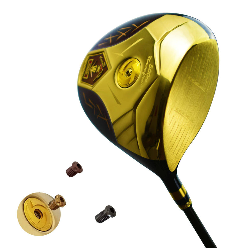 Japan Wazaki Cyclone IIIs Titanium Close Face Draw Driver Golf Club with Headcover,14K Gold Finish,11.5 Degree,50g Graphite 260 CPM Shaft,Regular Flex,500cc unconfirming Size,High COR Maraging Steel - Golf Gift