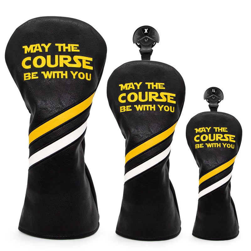 Golf Club Head Cover May The Course Be with You (3pcs(DR+FW+UT)) - Golf Gift