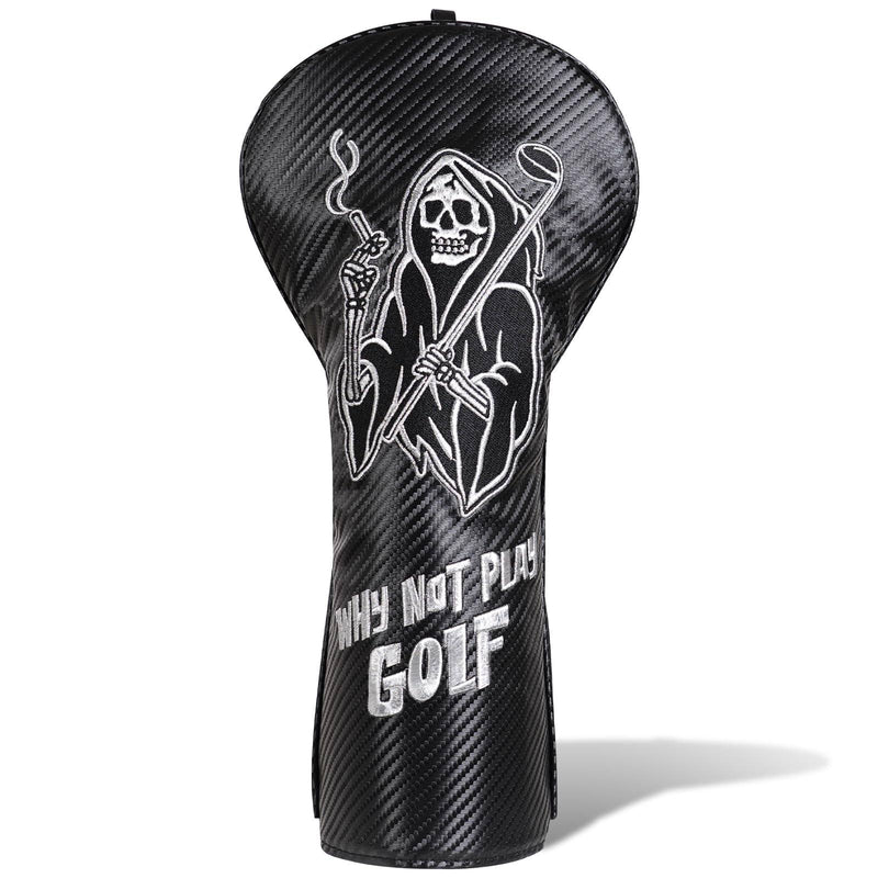 Craftsman Golf Skull Driver Headcover Fits up to 460cc Head with Strong Magnetic Buckle (Silver) - Golf Gift