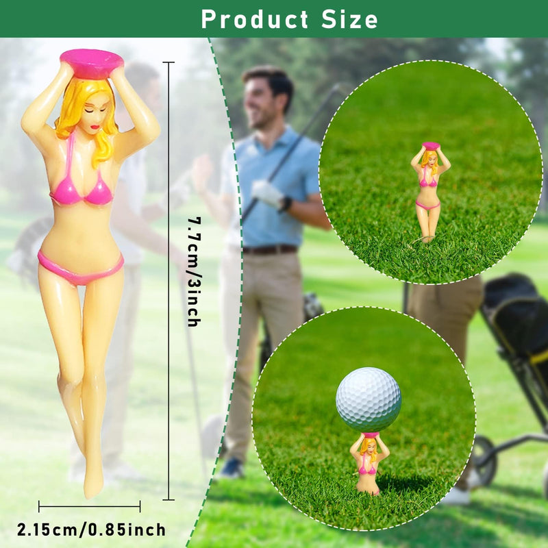 UoQo Funny Plastic Golf Tees 3Inch, Pink Golf Tees Accessories for Mens with Eye-Catching Bikini Female Silhouette Design Long Golf Tees Perfect Presents for Men Women (Pink) - Golf Gift