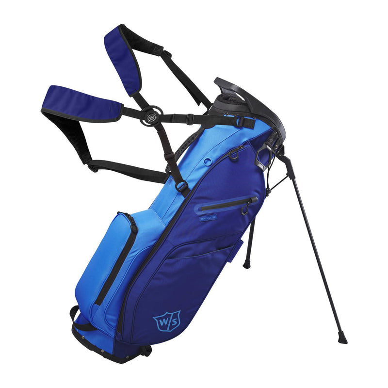 Wilson Staff Golf Bag, EXO Lite Stand Bag, Carrying/Trolley Bag, 4 Compartments for Various Irons, Dark Blue/Light Blue - Golf Gift